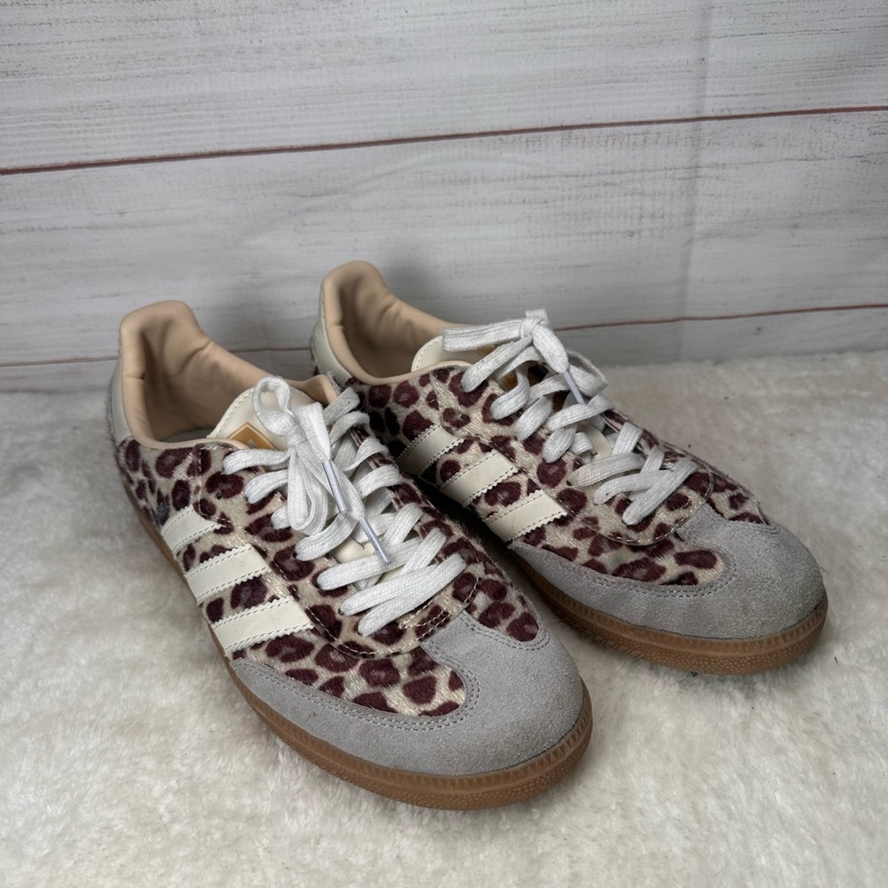 Leopard adidas with blue suede and pony hair spots sambas cheetah animal print